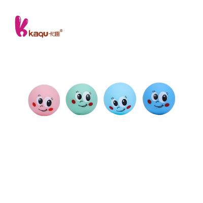 China 2022 4 Pcs PVC Squeak Ball Toy Mini Color Smiley Ball Plastic Squeeze Ball Toy Set for sale