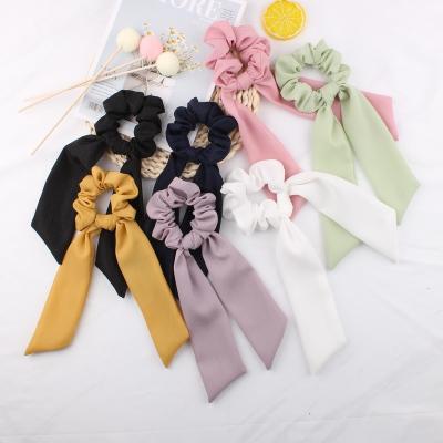 China Popular design hair accessories are hot sellers woman elastic hair ties scrunchies with tail coustom scrunchies simple style for sale