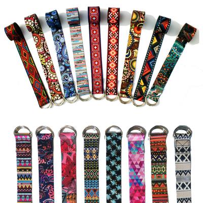 China Polyester Fabric Yoga Blocks and Strap Set Block Band Cotton Carry Loops Stretching Hemp Yoga Strap for sale