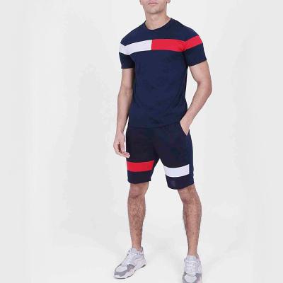 China Foreign trade of summer QUICK-DRY men's sports suit, European and American short-sleeved, fitness color matching short-sleeved suit, men's Th for sale