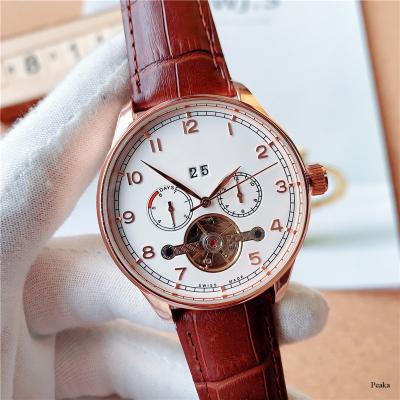 China Men's Business Casual Dress Tourbillon Design Luxury Sports Watch Leather Double Calendar Mechanical Watch for sale