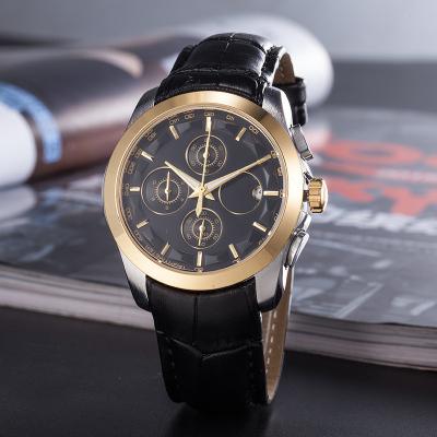 China 3A Luxury Men's Day/Date Six-pin Personality Dial Personality Dial Fashion Watch Quartz Leather Waterproof Casual Watch for sale