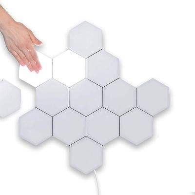 China Modern Modular DIY Geometry Hexagon Wall Lamp Quantum Touch Sensor Hexagonal Creative Assembly RGB Color LED Night Light For Indoor for sale