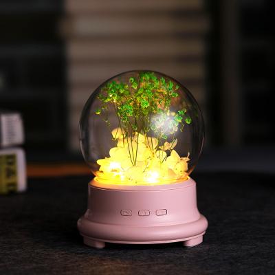 China Modern Christmas Gift Fancy Flower Led Night Light Crystal Music Box With Wireless Speakers For Girlfriend Gift for sale