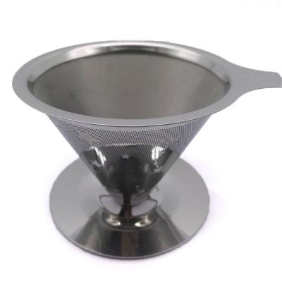 China Promotional Stored Stainless Steel Cone Coffee Filter Flow Device Coffee Spill Over Maker Titanium Gold Cone Filter Holder Infuse Holder for sale