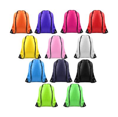 China Universal Eco-friendly Portable Drawstring Backpack Color Variety Goods Use Nylon Sport Bag For Holiday Supermarket for sale