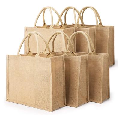 China 100% Eco-Friendly Natural Waterproof Durable Reusable Unbleached Burlap Grocery Tote Bags For Fruits Veggies for sale