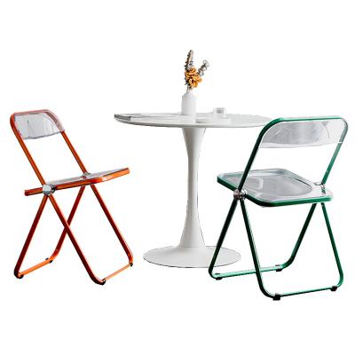 China Foldable Folding Chair Clothing Store Transparent Training Ins Acrylic Metal Italian Design For Restaurant Fishing Dining Chair Modern for sale