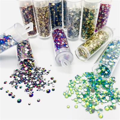 China 3D Mixed Pearl Color Rhinestones Nails Glitter Bottles Nails Rhinestones Nail Art Decoration Flat Back Crystal for sale