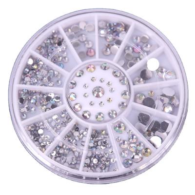 China 300PCS/Box Durable Rhinestones 3D Crystal Glitter Nail Rhinestone White ab Diamond Nail Art Decoration Acrylic for sale