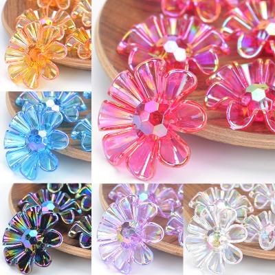 China Flatback Multicolor Flower Design Acrylic AB Fake Stone For Clothing Shoes Jewelry Accessories Hairpin Diy Decoration for sale