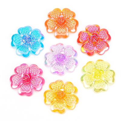 China Flatback Petal Flower ABS Cabochon Acrylic Crystal Jewelry Heading DIY Hairpin Accessories for sale