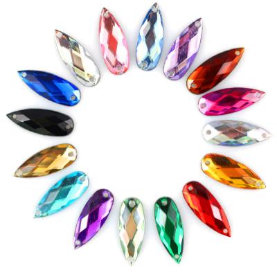 China Shinning Acrylic Plastic Garment Shoes Flatback Drop Bags DIY Wholesales 8x22 Drop Shapes Acrylic Rhinestones Sew On Flat Back for sale