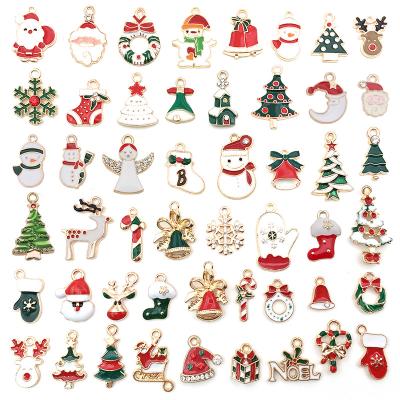 China 50Pcs-100Pcs Mix FLAT BACK Christmas Enamel Charms For Jewelry Making Metal Pendants Bead Bracelet Earrings Gifts Christmas Tree Decorations for sale