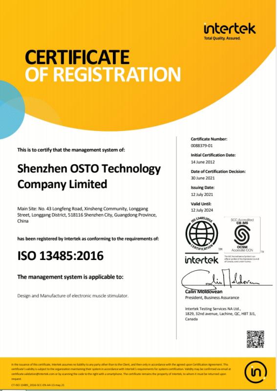 ISO13485 - Shenzhen Osto Technology Co., Ltd.