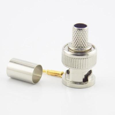 China RF 3 in 1 CCTV Camera Coupler Crimp Connector Bnc Male Bnc Connector to Coax Rg59 rg6 Connector Cable Accessories for sale