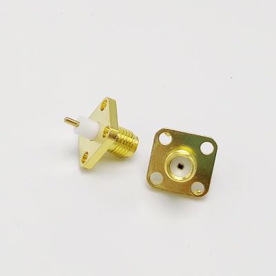 China Sma SMA Connector RF SMA Female Chassis Panel Mount Weld Flange 4 Hole 12.7x12.7mm for sale