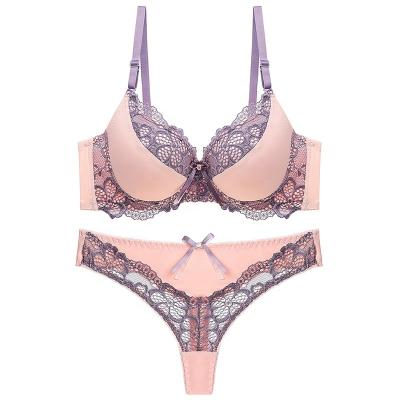 China 2022 new arrival QUICK DRY women lace up bra brief set fashion lace up women's underwear sets bra underwear and brief set women for sale