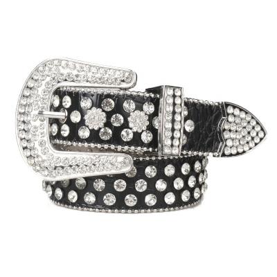 China ALLOY BB Rhinestone Belts Shiny Crystal Unisex Men &Women Western Hiphop Cowboy Belts Rhinestone Studded Belt for sale