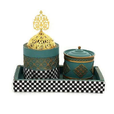 China Indian Incense Middle East Resin Aromatherapy Charcoal Metal Geometric Hollow Censer for sale