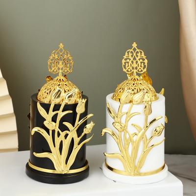 China Chinese Light Luxury Resin Censer Censer Decoration Home Furnishings Style Incense Tree Golden Flower Censer for sale