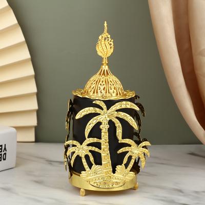 China Chinese Incense Style Home Decor Arabian Metal Open Censer Home Use Gold and Black Luxury Censer for sale