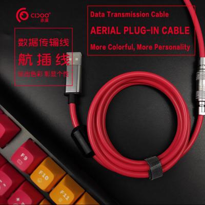 China Data Transmission Aviation Coiled Connector Cable Wire Gold Plated USB Port Cable Aviator Type C Coiling Cable With Degauss Ring for sale