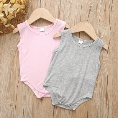 China Quality Cotton Solid Color Romper Vest Baby Sleeveless Smart Casual Premium Sleeveless Breathable Jumpsuit for sale