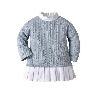 China Best Quality England Style Anti-wrinkle Knitted Body Cotton Princess Dresses For Girls Babies Dress for sale