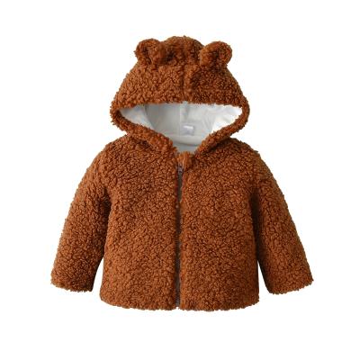 China Hot Sale New Design Newborn Zipper Windproof Plush Outwear Clothes Newborn Hooded Windproof Cute Baby Coats Clothing for sale