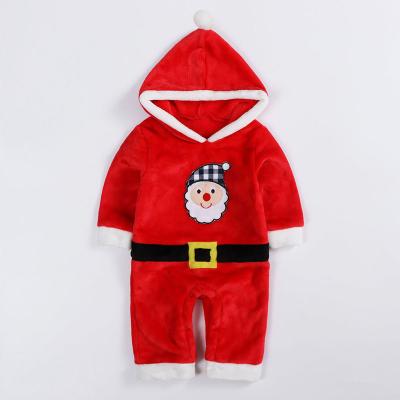 China Cotton Factory Wholesale Price Santa Claus Romper Hooded Cosplay Christmas Overalls Party Baby Clothes for sale