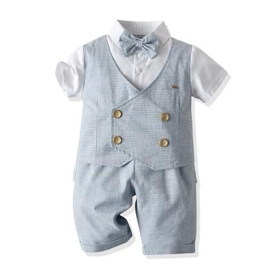 China 2 Piece Kids Anti-Shrink Short Sleeve Pants Toddlers Sets Toddlers Dress Formal Gentleman Party Boys Suits Baby for sale