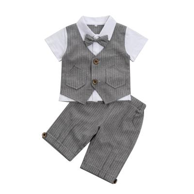 China 2 Pieces Summer England Style Baby Boy First Class Breathable Quality Set Children's Kid's Striped Suit for sale