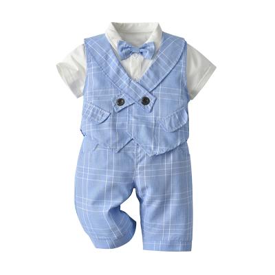 China Factory Direct Selling Anti-Shrink Detachable Bow Tie And Dress Vest 2 Years Old Clothes Baby Boy Birthday Suite for sale