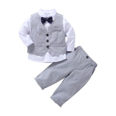 China Hot Selling Anti-Shrink Breathable Turn-Down Collar Newborn Baby Boy Fits Casual Dress for sale