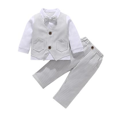 China Newest 95% Cotton Breathable Anti-Shrink Turn-Down Collar Kids Boys Formal Suits Set for sale