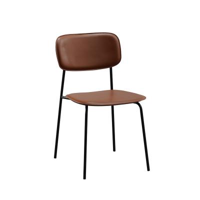 China Home Furniture Stackable Dining Chairs Stackable Fabric Chair Metal Leg Hard Leather Dining Charis For Dining Room Resaturant for sale