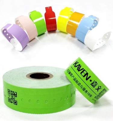 China ID Wristbands Event Wristband Barcode Printing Disposable Paper Logo Printable ID Wristbands For Festival Event for sale