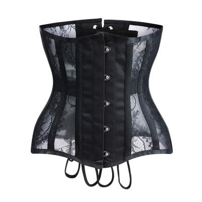 China China Factory Wholesale Breathable Steel Boned Overbust Underwire Lace Up Mesh Top Sexy Waist Trainer Corset For Women for sale