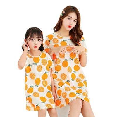 China QUICK DRY pajamas mother kids cartoon mom and daughter dress family matching clothes Homewear babies cartoon sleepwear summer dresses for sale