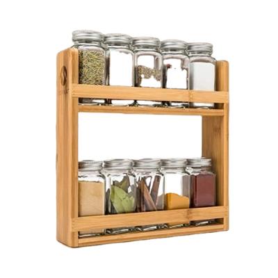 China Stored Seasoning Racks Bamboo Spice Rack Spice Shelf Buffet Organizer Shelves Storage Bamboo Racks for sale