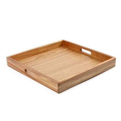 China Wholesale Custom Serving Tray 40*30*6.5CM Wooden Large Ottoman Coffee Tea Table Serving Tray for sale