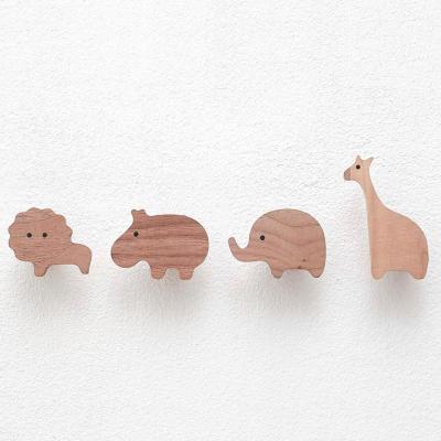 China Natrual Customized Wall Mounted Animals Wooden Wall Hook Nursery Viable Wall Hook Clothes Rack Simple Wood Single Bag Hat Bag Clothe Rack for sale