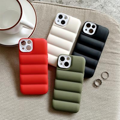 China Waterproof Shockproof Puffer Phone Cases For iPhone 13 11 Max 12 Pro 14 Mini Puffer Down Jacket Cloth Mobile Cover for sale