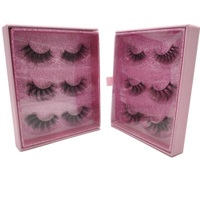 China 25mm Natural Mink Lashes Fluffy Wispy Private 3d False Label Strip Eyelashes Natural Mink Mink With Box Packing for sale