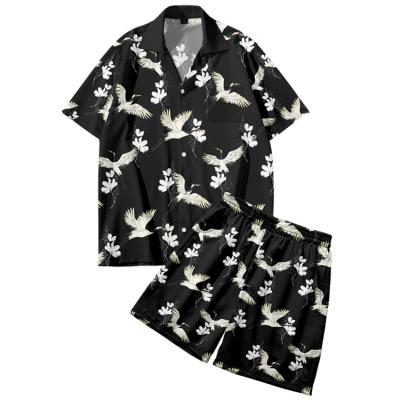 China Fashion Summer Sublimation Men's Anti-Pilling Button Down Matching Shirt and Shorts Shorts Set Two-Piece Clothing for sale