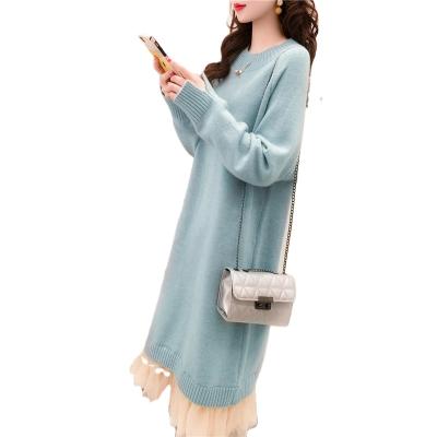 China Anti Wrinkle Anti Wrinkle Ladies Sheath Long Sweater Dresses Crew Neck Winter Knitwear Knitted Dress Maxi Long For Women for sale