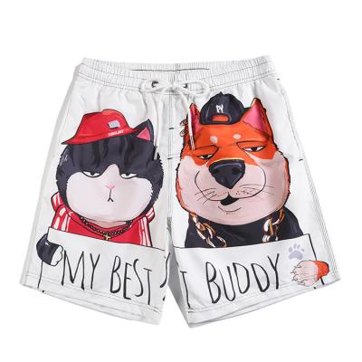 China Anti-wrinkle parride sublimated polyester beach all over print streetwear over the knee casual quality custom logo shorts for men for sale