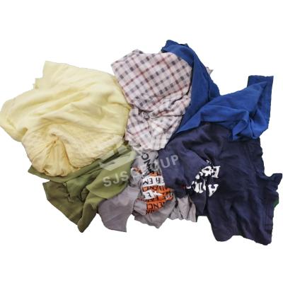 China 100% cotton t shirt rag workshop cleaning cloth color mixed cotton t shirt rags Coloured Cleaning Cloth Wipers cloths en venta