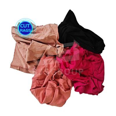 China Top 3 Factory Fabric cut pieces dark mixed color tshirt rags industrial workshop wiping cotton rags cotton fabric scraps for sale